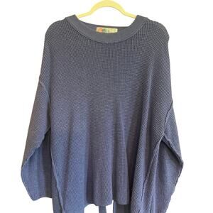 Free People Tie Back Top Sweater Purple Cotton Linen Blend Women's XS Oversized